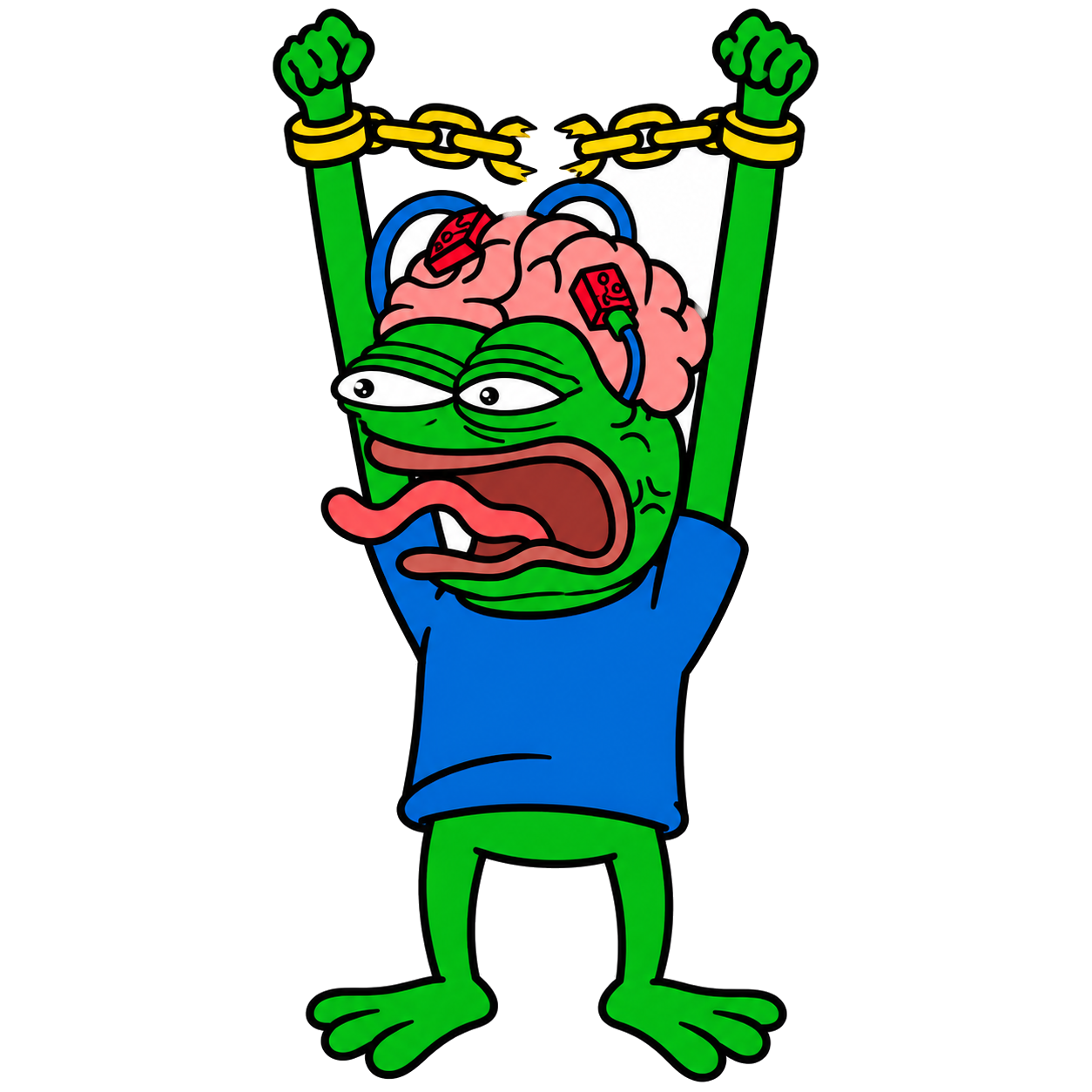 Glitch Pepe breaking chains